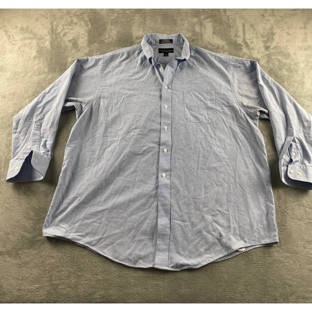 Croft & Barrow Mens Blue Oxford Shirt Wrinkle Resistant 18.5 34/35 Long Sleeve